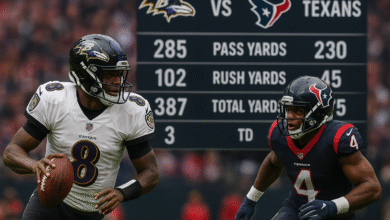 Baltimore Ravens vs Texans Match Player Stats