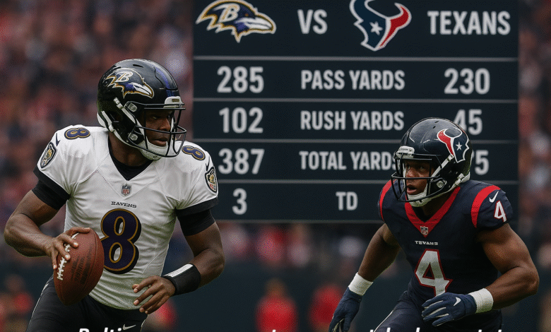 Baltimore Ravens vs Texans Match Player Stats