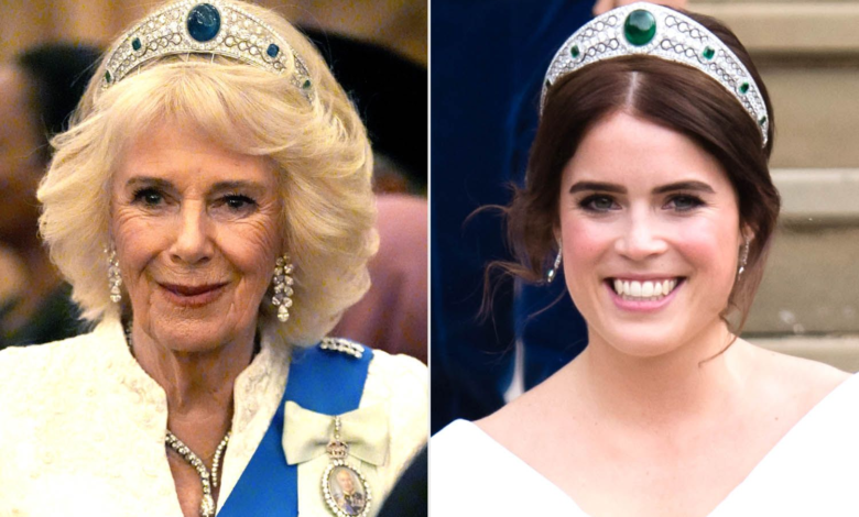 queen camilla wore princess eugenie's wedding tiara at windsor castle